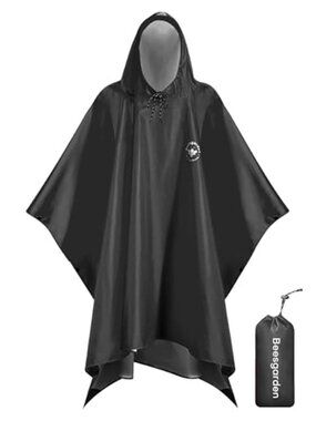 Waterproof Rain Poncho Hooded Unisex Heavy Duty Outdoor Camping Raincoat